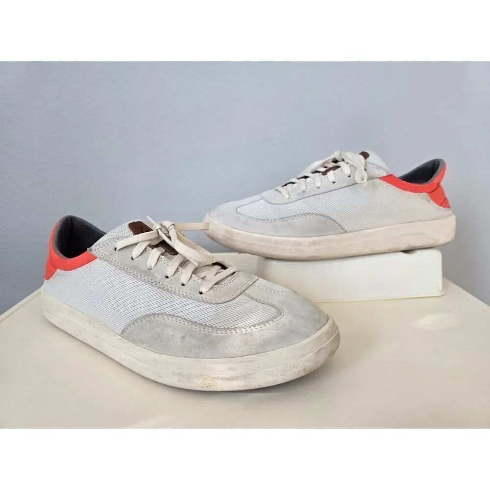 Olukai Mio Li Men’s Size 9.5 Neutral & Coral Sneakers Sude Mesh Comfort Travel